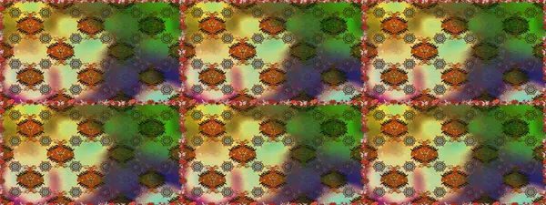 Raster illüstrasyonunda kusursuz çiçek deseni. Yeşil ve kahverengi renkte çiçekler.