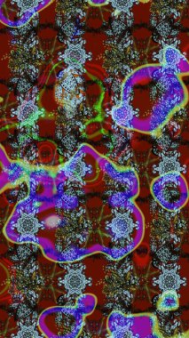 Vadinin kırmızı ve kahverengi renkli çiçekleri. Çiçeksel çizim kalıbının çizimi.