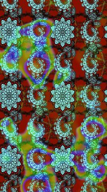 Raster deseni. Süslü kumaş deseni. Çiçekli çiçek deseni, suluboya..