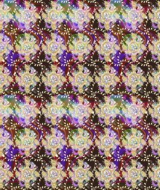 Raster illüstrasyonundaki çiçek desenli çizim. Tarafsız renklerde çiçekler.