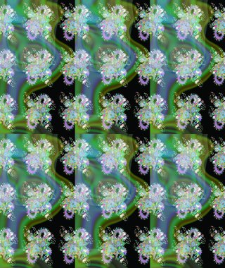 Raster illüstrasyonu. Çizim çiçek deseni duvar kâğıdı olarak kullanılabilir. Yeşil renkte çiçekler.