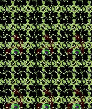 Raster illüstrasyonundaki çiçek desenli çizim. Siyah renkte çiçekler.