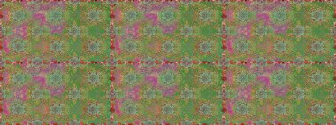 Yeşil ve nötr renklerde parlak çiçekli halı ile kusursuz desen.