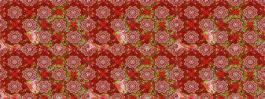 Raster suluboya çiçek deseni, narin çiçekler, kırmızı ve kahverengi çiçekler, tebrik kartı şablonu. Güzel kumaş deseni.