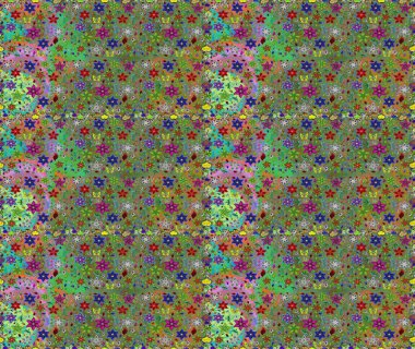 Süslü kumaş deseni. Düz Çiçek Elementleri Tasarımı. Renkli Bahar Temalı Kusursuz Arkaplan. Raster illüstrasyonunda kusursuz çiçek deseni.