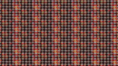 Çok renkli, zarif küçük çiçekler ve siyah renkli komik böcekler, raster desen, illüstrasyon..