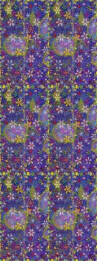 Soyut etnik raster kusursuz desen. Kabile sanatı boho baskısı, klasik çiçek arkaplanı. Arkaplan dokusu, duvar kağıdı, mor ve mavi renkli çiçek teması.