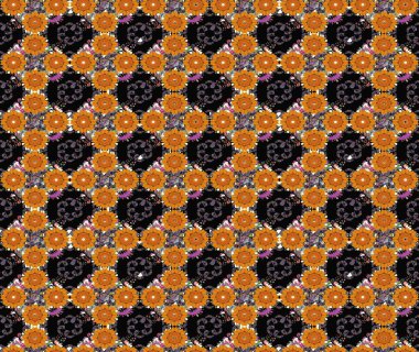 Raster düz çiçek çizim deseni. Hediye ambalaj kağıdı, tebrik kartları, posterler ve pankart tasarımı. Siyah renkte çiçekler.