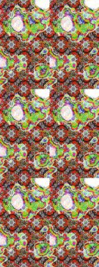 Çizgi çizimi kalıbı. Şirin çiçekler. Raster Moda kumaş deseni.