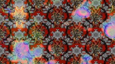 Çiçek süslemeli çizim deseni. Gri ve kahverengi renkli çiçekler. Raster illüstrasyonu.