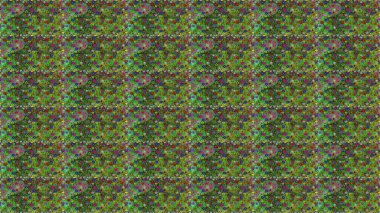 Yeşil ve kahverengi renklerde parlak çiçekli halı ile kusursuz desen..