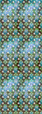 Tekstil için suluboya eskiz deseni. El çizimi çiçek çizimi deseni (fayans). Şirin çiçekli, desenli, mavi renkli çizim deseni.