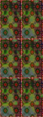 Şirin çiçek elementleri. Kusursuz. Kahverengi ve yeşil renkli çiçekler. Raster illüstrasyonu.