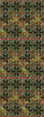 Raster illüstrasyonu. Kusursuz ortaçağ çiçek deseni. Dekoratif simetri arabesk. Doğum günü kartı, davetiye ya da afiş için iyidir. Kahverengi renklerde altın.