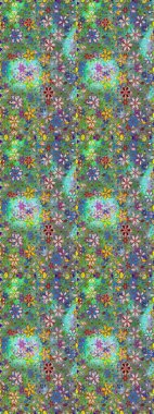 Suluboya, elle çizilmiş. Vadinin yeşil ve mavi renkli çiçekleri. Raster - stok. Kusursuz arkaplan deseni.