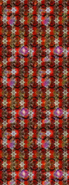 Raster illüstrasyonu. Kahverengi ve kırmızı renklerde. Kahverengi ve kırmızı renkte kahverengi ve kırmızı papatya deseni.