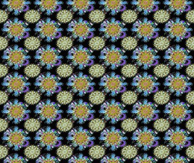 Çiçeksel çizim kalıbının yansıması. Vadinin çiçekleri siyah renklerde.