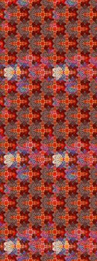 Çiçek ve yapraklı karalama şeklinde Raster çiçek deseni. Kibar, bahar çiçekleri kırmızı ve kahverengi renklerde. Raster illüstrasyonu.