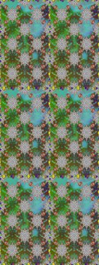 Modern çiçek arkaplanı. Parlak renkli çiçekleri ve yeşil ve gri renkte yaprakları olan şaşırtıcı, pürüzsüz çiçek deseni. Moda baskıları için zarif bir şablon. Halk stili.