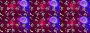 Raster illüstrasyonu. Mor, kırmızı ve mor kar tanelerinden izole edilmiş. Kar taneleri koleksiyonu. Güzel kış süsleri..