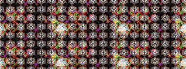 Motley illüstrasyonu. Moda baskıları için zarif bir şablon. Küçük çiçekte güzel bir desen. Küçük renkli çiçekler. Çiçekli bahar çiçekleri.