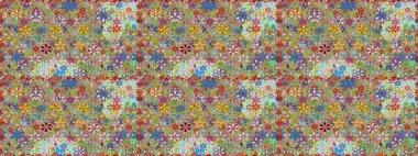 Eski usul. Kumaş, tekstil, duvar kağıdı baskısı için. Kusursuz bir geçmişi var. Tomurcukları çiçek olan sevimli bir çiçek deseni. Raster. Raster illüstrasyonu.