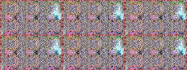 Gri ve nötr renklerde Asya tekstil tarzında. Raster illüstrasyonu. Çiçeklerle suluboya desenleri.