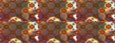 Kahverengi ve turuncu küçük çiçekler ve kahverengi ve turuncu renkli komik böcekler, raster desen, illüstrasyon.