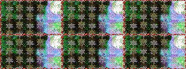 Raster illüstrasyonu. Gri ve yeşil renkli çiçekler. Asya tekstil tarzında. Raster illüstrasyonu. Kusursuz çiçek deseni.