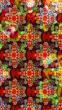 Raster illüstrasyonu. Kırmızı renklerde. Anti-stres için Raster soyut şablon sayfası.