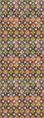 Raster illüstrasyonu. Çiçekli karalama şeklinde Raster çiçek deseni. Yumuşak, bahar çiçekleri kahverengi renklerde.