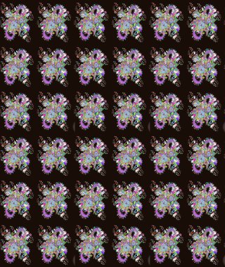 Düz Çiçek Elementleri Tasarımı. Renkli Bahar Teması eskiz kalıbı. Eskiz klasiği. Raster Şirin kumaş deseni.