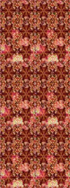 Doğu tarzı element. Davetiyeler, kartlar, web sayfası için Raster illüstrasyon. Kırmızı renklerde altın element. Altın desenli çiçek dekoru. Çizgi sanatı tasarım şablonu için sınırsız sınır.