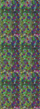 Elle boyanmış suluboya, dikişsiz çiçekler ve bitkiler. Yeşil ve mavi renkte çiçekler.