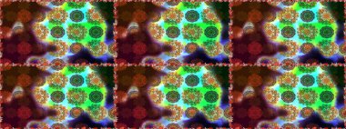 Kusursuz Renksiz Bahar Temalı Kusursuz Arkaplan. Sevimli çiçek raster deseni. Düz Çiçek Elementleri Tasarımı. Kahverengi ve yeşil renkte çiçekler.