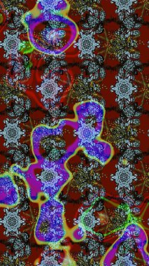 Raster illüstrasyonu. Çizim çiçek deseni duvar kâğıdı olarak kullanılabilir. Kırmızı ve kahverengi renkte çiçekler.