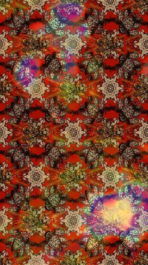 Kahverengi ve kırmızı renkte çiçekler. Küçük çiçekteki sevimli çiçek deseni. Raster illüstrasyonu.