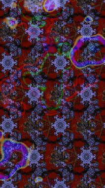 Vadinin çiçekleri kahverengi ve kırmızı renklerde. Çiçeksel çizim kalıbının çizimi.