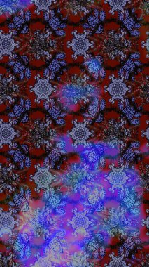 Raster illüstrasyonu. Suluboya çiçekli çiçek deseni. Renklerde güzel tekstil.