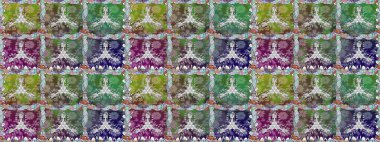 Kusursuz çiçek deseni. Düz Çiçek Elementleri Tasarımı. Yeşil renkli çiçekler. Renkli Bahar Temalı Kusursuz Arkaplan. Asya tekstil tarzında. Raster illüstrasyonu.