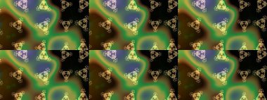 Çiçekli karalama şeklinde Raster çiçek deseni. Yeşil, kahverengi ve siyah renkli çiçekler. Yumuşak, bahar çiçekli arka plan.