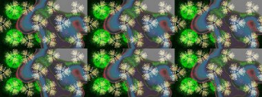 Klasik çiçek tasarımı elementleri. Yeşil kıvırcık çiçekler yeşil renkte şekillenir. Raster illüstrasyonu.