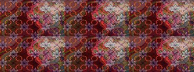 Kusursuz bir arka plan modeli. Vadinin çiçekleri kahverengi ve mor renklerde. Suluboya, elle çizilmiş. Raster - stok.