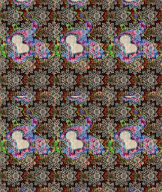 Elle çizilmiş çiçek desenli Raster çizimi. Tekstil, kumaş, ambalaj, hatıra defteri için hoş bir çiçek arkaplanı. Gri arka planda. Çocuksu tasarım.