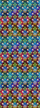 Renkli çizim kalıbı. Çiçek arkaplan. Mavi renkli şirin tekstil tarzında. Raster illüstrasyonu. Çiçek duvar kağıdı.