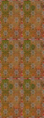 Raster illüstrasyonu. Çiçeklerle suluboya desenli çiçek deseni. Kahverengi ve bej renkli Asyalı tekstil.