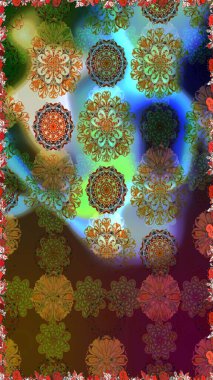 Renkli Yaz Temalı Kusursuz Arkaplan. Sevimli çiçek raster deseni. Modaya uygun kumaş deseni. Düz Çiçek Elementleri Tasarımı.