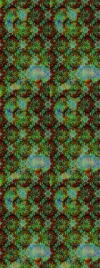 Raster illüstrasyonundaki çiçek desenli çizim. Çiçekler suluboya tarzında yeşil, kahverengi ve gri renklerde.