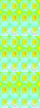 Raster illüstrasyonundaki çiçek desenli çizim. Suluboya tarzında yeşil ve mavi renkte çiçekler.