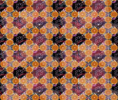 Çiçekli karalama şeklinde Raster çiçek deseni. Yumuşak, bahar çiçekli arka plan. Turuncu renkte çiçekler.